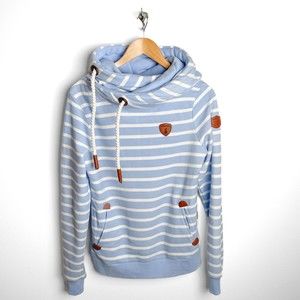 Wanakome Artemis Stripe Baby Blue Women's Pullover Hoodie Size Small